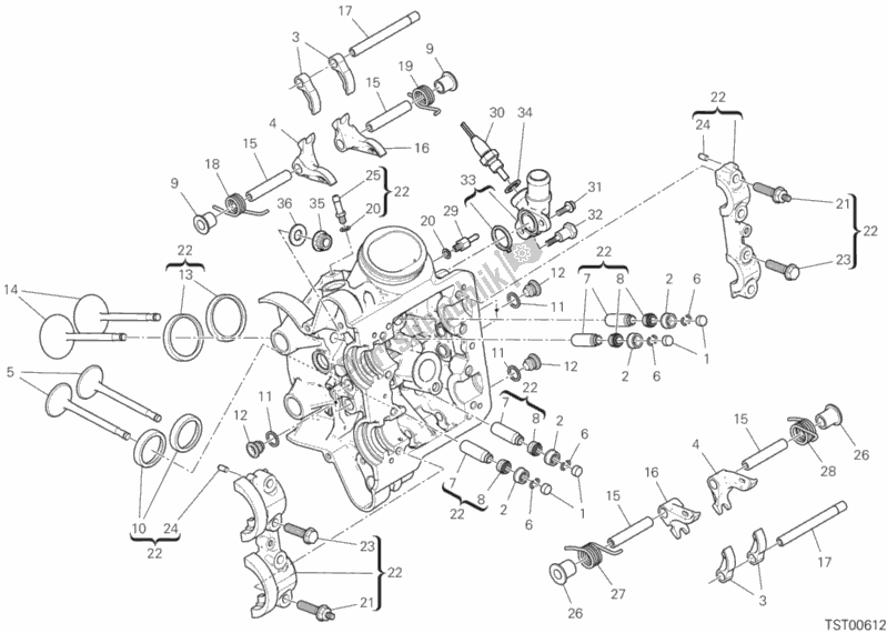 Alle onderdelen voor de Horizontale Cilinderkop van de Ducati Multistrada 1260 S Touring USA 2020